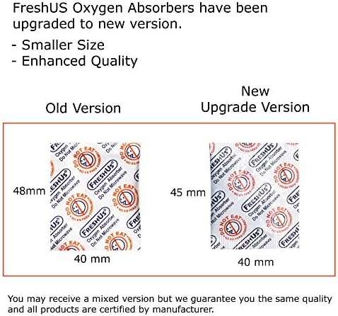 FreshUs 100cc Oxigén Abszorber(100 csomagok egy zsák, Összesen 100 Csomag) - Hosszú Távú Élelmiszer Tárolására (100, 100 CC)