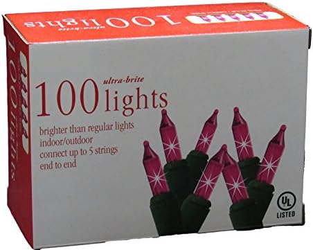 Ünnepi Büszkeség Ultra-Brite Rózsaszín Fények Zöld Drót - Beltéri/Kültéri Használatra - UL - Készlet 100