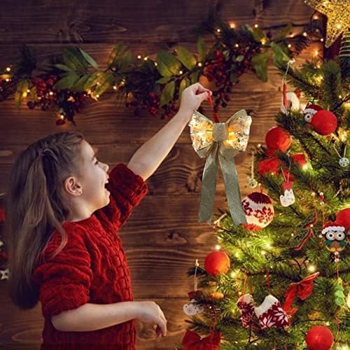 Karácsonyi Dekoráció Ajándék Fa Íjak Íj, Fa Doboz 1DB LED Dekor Díszek, Karácsonyi Koszorúk Izzó lakberendezés Curry ólomüveg