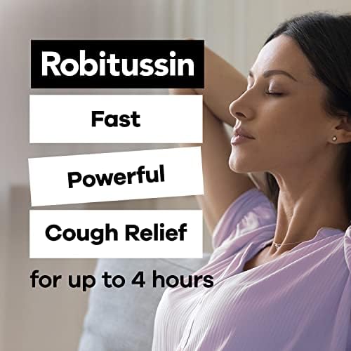 Robitussin Maximális Erőt Bodza Köhögés + Mellkasi Torlódás DM Köhögés elleni Gyógyszert Felnőttek számára, Köhögés, Mellkasi Torlódás