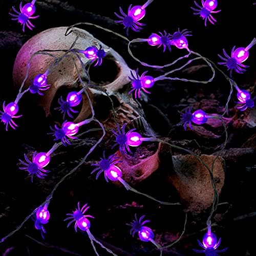 DERAYEE Halloween Pók String Fények, 3D Halloween String Fények 9.8 ft 20LED Pók Tündér Lámpa elemes Halloween Dekoráció