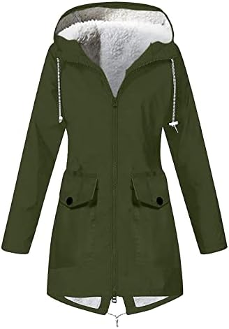 COKUERA Téli Kabátok Női Divat ok-Okozati Kapucnis Kabát Eső Kabát Vízhatlan Kabát Plus Size Cipzár Esőkabát Zsebbel
