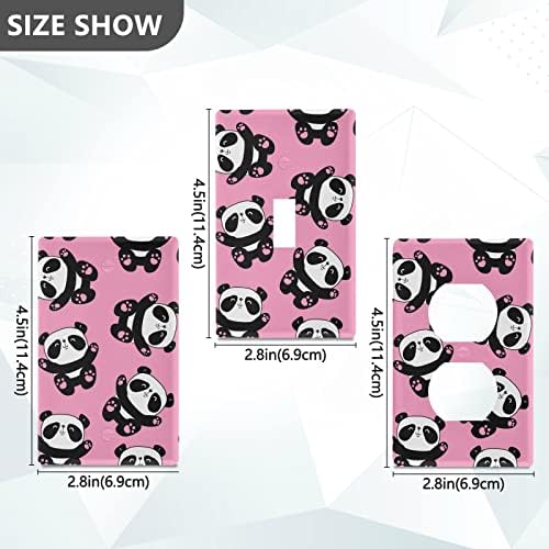 YYZZH Cuki Panda Baba Rajzfilm Karakter, Rózsaszín fel nem Használt Aljzat Fedél Kapcsoló Lemez 2.9 X 4.6 Konnektorba Fali Dekoráció