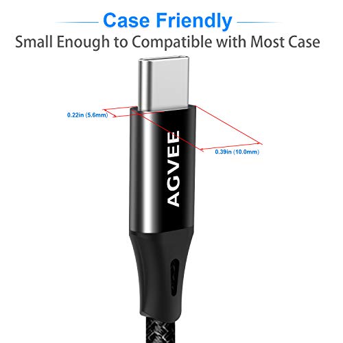 AGVEE Hosszú USB-C-USB-C Kábel 3 Csomag 10ft Fonott Gyorsan Típus-C-C Töltő, PD 60W Töltő Kábel Samsung S20 S21 S10 Megjegyzés