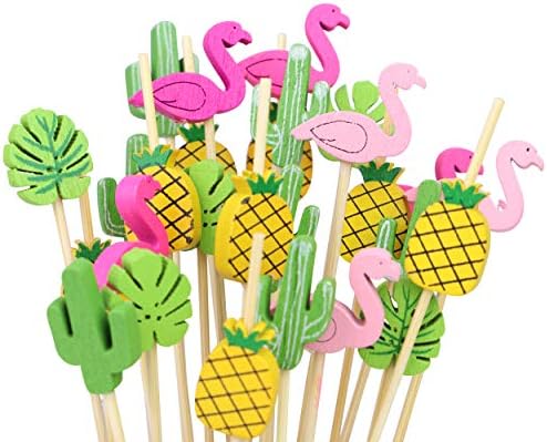 Trópusi Koktél Választja, 200 válogatott darabok Flamingo, Kaktusz, Ananász, Banán Levél Hawaii Lua Gyümölcs Nyárs, Fél Ételt Választani,