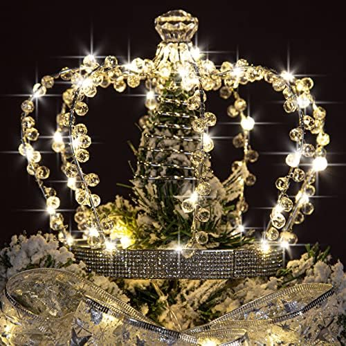 Ezüst Karácsonyi Korona csúcsdíszt, 145 Ékszer Karácsonyi Csillag Treetop - USB Csatlakozó-ben 60 Meleg Fehér LED + 8 Világítási Mód