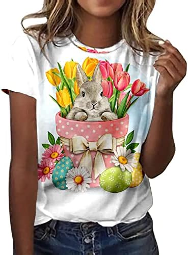 Húsvéti Pólók Női Alapvető Rövid Ujjú Sleeve Tshirt 3D Nyomtatás Keresztény Ünnep, Blúz, Aranyos Nyuszi Grafikus Póló