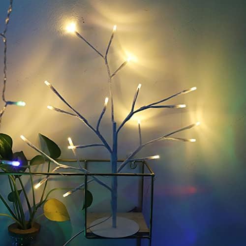 LIUHD Asztali Bonsai Megvilágított Fa, 16 LED Karácsonyi Nyírfa Fény Bonsai Lámpa Meleg Fehér Karácsony Beltéri Dekoráció, Beltéri Karácsonyi