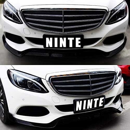 NINTE Első Ajak a 2015-2018 W205 Benz C-Osztály Base Modellek - ABS Szénszálas Bevonat B Stílus Első Lökhárító Spoiler - 3pcs