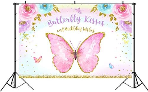 Boldog Születésnapot Pillangó Hátteret Lányok Hercegnő Rózsaszín Virágos Pillangó Háttér Boldog Első Szülinapi Parti Dekoráció