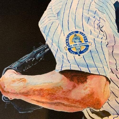 Lenyűgöző Mariano Rivera Aláírt, Eredeti Nagy Művészeti 26x26 Festmény Steiner COA - Dedikált MLB Művészet