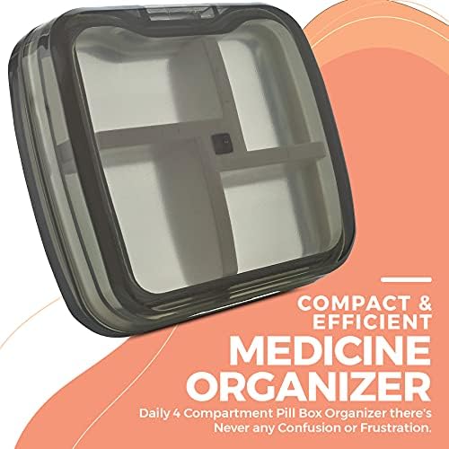 Kompakt Gyógyszeres Dobozt Szervezők Csomag 2-Hordozható Vízálló Gyógyszer Szervező Napi egy Tabletta Konténerek w/ 4 Rekeszes,