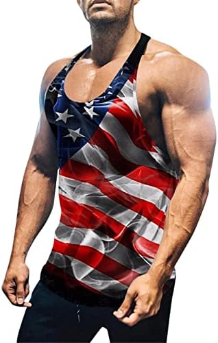 A férfi július 4. Aktív Athleitic Tornaterem Mellény Tie-Dye Amerikai Zászló Izom Tartály Tetejét Nyári Ujjatlan Függetlenség Napja