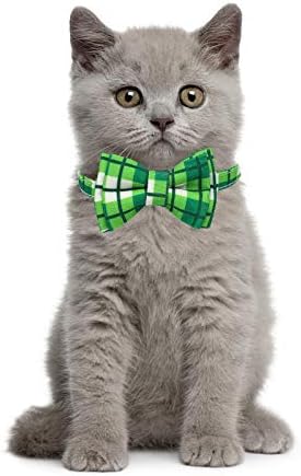 A szent Patrik Nap Macska Nyakörv csokornyakkendő Bell -, Ünnep, az Ír Shamrock Szakadár Csat Biztonsági Kitty Cica Zöld Nyakörv Fesztivál
