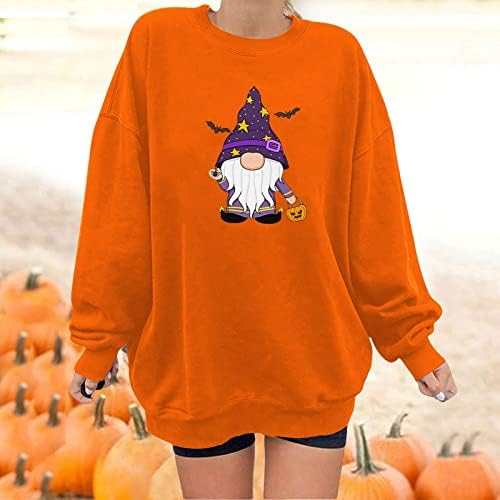 Női Halloween Plus Size Pullovers Szórakoztató Nyomtatási kép Kerek Nyakú, Hosszú Ujjú Pulóver Maximum Garbó Maximum Nők