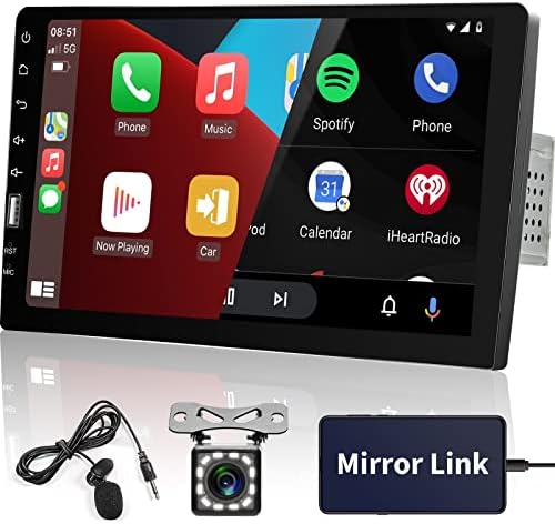 Egységes Din autórádió Apple CarPlay Rádió, Bluetooth, Hodozzy 9 Hüvelykes érintőképernyő Carplay Autó Sztereó FM AM Audio Receiver, iOS/Android