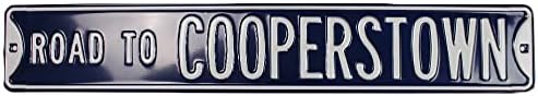 Út Cooperstown Hivatalosan Engedélyezett Hiteles Acél 36x6 Lila & Ezüst MLB utcatábla