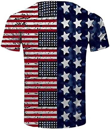 WENKOMG1 Férfi Amerikai Rövid Ujjú Felső Stars and Stripes T-Shirt július 4 Póló Alapvető USA Zászló Nyomtatás Alsóing
