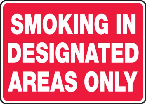 Accuform MSMK911VP van írva:a Dohányzás a Kijelölt Területeken CSAK, 10 Hossz x 14 Szélesség x 0.055 Vastag, Műanyag, 10 x 14, Fehér, Piros