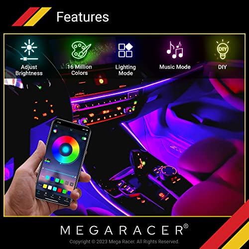 Mega-Versenyző RGB Autó Belső Világítás - LED Szalag Világítás Autó, 48 Led-ek Több mint 16 Millió Szín, Zene Sync Alkalmazás Ellenőrzött