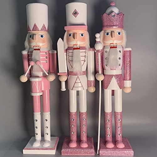 22 cm, Rózsaszín Dió Katonák Meghatározott Csillogó Ruhát Fa előadott diótörő Ünnepi Figurák a Nyaralás