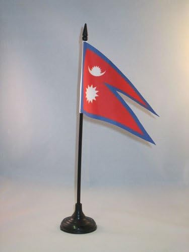 AZ ZÁSZLÓ Nepál Táblázat Zászló 4 x 6 - Nepáli Asztal Zászló 15 x 10 cm - es Fekete Műanyag pálca, Bázis