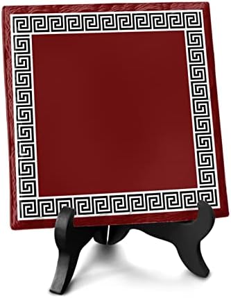 Bor Piros Fekete Kerámia Plakett asztali Díszek Jel, Hagyományos Kínai Geometria Csempe Minta Asztal Dekoráció Jel - Emlékmű