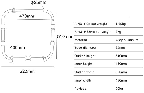 XIXIAN Fém Gyűrű Markolat Gimbal Stabilizátor Kézi Jogosultja Gyűrű Támogatás 20 kg Terhelhetőség V-Mount Bilincs hordtáska Replaent az RS