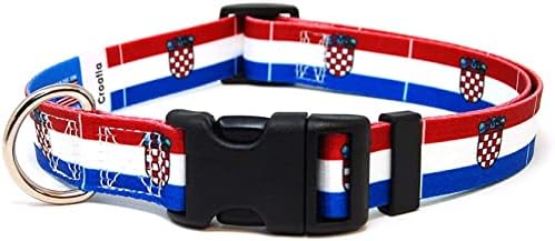 Horvátország Nyakörv | Horvátország-Zászló | Martingale Slip-On | Made in NJ, USA | Közepes testű Kutyák | 1 hüvelyk Széles