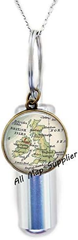 AllMapsupplier Divat Hamvasztás Urna Nyaklánc Brit-Szigetek térkép Hamvasztás Urna Nyaklánc,Anglia térkép Urna,Nagy-Britannia