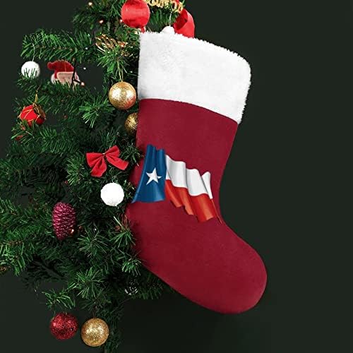 Texas Hullámzó Zászló Karácsonyi Harisnya Klasszikus Lógó Díszek Fehér Mandzsetta Candy Táska, Családi Nyaralás, Party Dekoráció