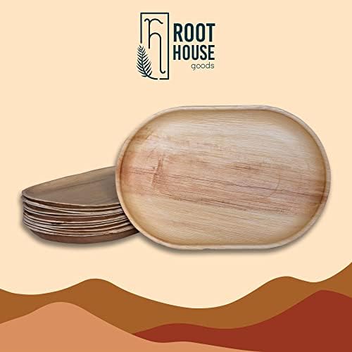 Root Ház Áru - Palm Leaf Tálcák 17x12 Nagy (12 pk) | Eldobható Z Tálcák | Környezetbarát | Compostable Tálak, Esküvők, Vendéglátó
