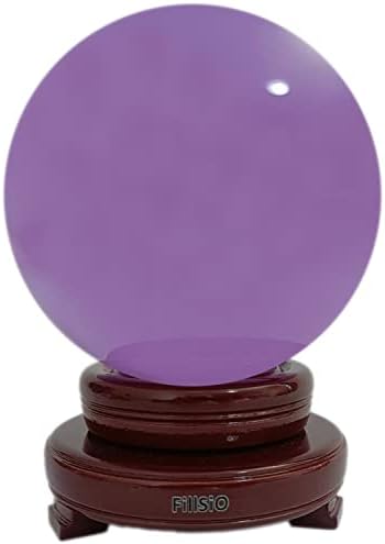 FillSiO 150mm (5.9 hüvelyk) Jóslás Crystal Ball Gömb Ingyenes Fa Állvány Üveg Földgömb (Lila 150mm)