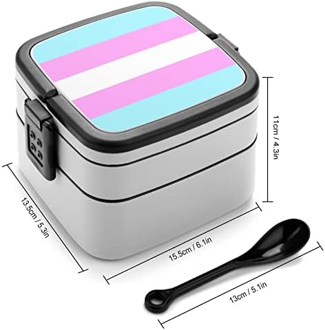 Pasztell Pride Flag - Transznemű LMBT Ebédet Hordozható Double-Layer Bento Box Nagy Kapacitású Ebéd Tartály Élelmiszer-Tartály
