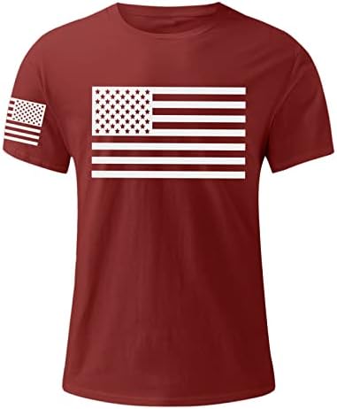 lcepcy Amerikai Zászlót Ujjú Póló Férfi Alkalmi Legénység Nyak Rövid Ujjú póló július 4-Sportos Póló