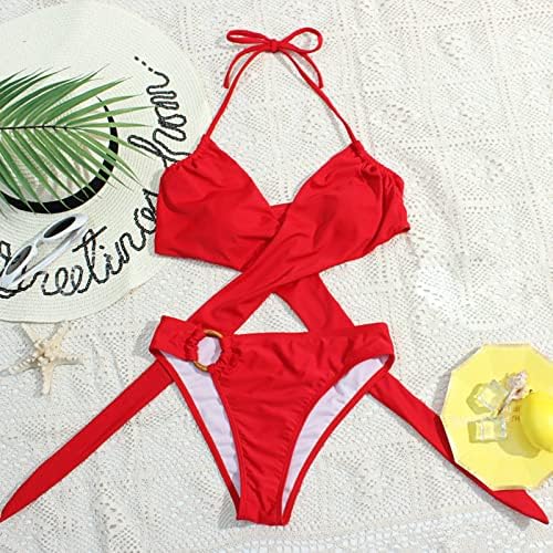 Női Szexi Zsinór Kötőfék Kivágott Brazil 2DB Bikini Szett Fürdőruha, Magas Derék Üreges Ki Fürdőruha