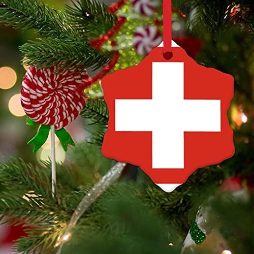 Svájc Nemzeti Zászló Kerámia Díszek Karácsonyi Díszek, Ország, Emlék, Ajándék, Karácsonyi Dísz Gyerekeknek Svájc karácsonyfadísz Karácsonyi