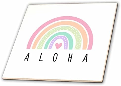 3dRose Aloha Hawaii Hawaii Szó, Színes Pasztell Bohém Szivárvány Rózsaszín Szív - Csempe (ct-366029-7)