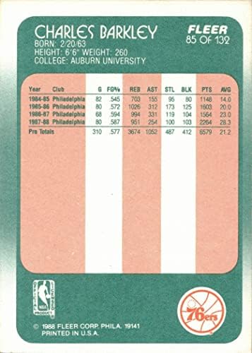 1988-89 Fleer 85 Charles Barkley Kosárlabda Kártya