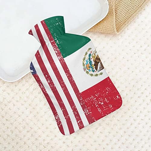 Amerikai-Mexikói Zászló forróvizes Palack Puha Borító 1L Nagy Klasszikus Melegebb Táska, Nyak, Váll, Kéz, Láb