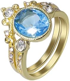 2023 Új Gyűrű Aranyozott Ékszerek Kő Kör Ékszerek Részt Fényes Divat a Nők Kék Gyűrű Gyűrűk Alt Dolog (Arany, 8)