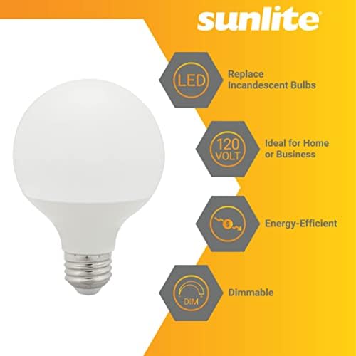 Sunlite 80712 LED G25 Gömb Izzó, 6 Watt (60W Egyenértékű), Standard E26 Bázis, 520 Lumen, Szabályozható, Matt, Energy Star,