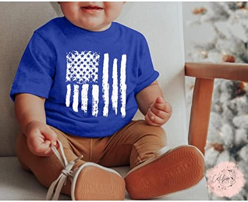 LUKYCILD Baba Fiúk/Grils USA Zászló Grafikai Kerek Nyakú, Rövid Ujjú T-Shirt