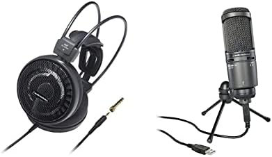 Audio-Technica ATH-AD700X Audiofil szabadtéri Fejhallgató Black & AT2020USB+ Kardioid Kondenzátor USB Mikrofon, Beépített Fejhallgató Jack