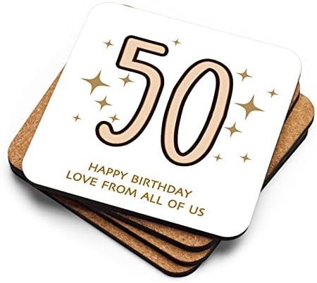 XIKAINUO 4 Darab Matt Négyzetes Alátét 50 Éves Születésnapi Ajándék, Boldog, hogy az 50-es Szülinapi Kupa Alátétek a Néni, Bácsi Anya Apa