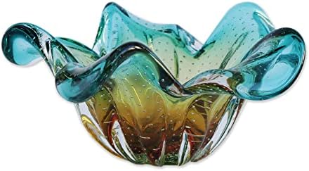 NOVICA Művészi Splash Art Glass Dekorációs Tál