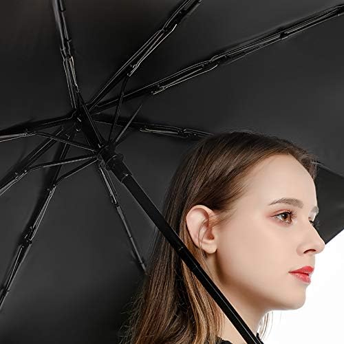 Napraforgó, Fekete Utazási Esernyő Szélálló 3 Redők Auto Nyitva Közel Összecsukható Esernyő a Férfiak Nők