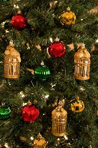 Okos Alkotások, Madár Ketrec Karácsonyi Dísz Készlet 3 Db, Törhetetlen Ünnepi Dekoráció Karácsonyi Fák, Arany