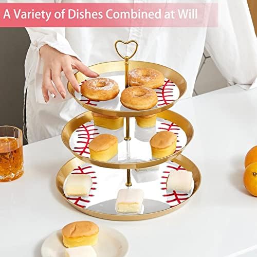 Torta Áll Készlet 3, Baseball Torta Talapzat Kijelző Tábla Desszert Muffin Állvány Esküvői Baba Zuhany Ünnepség