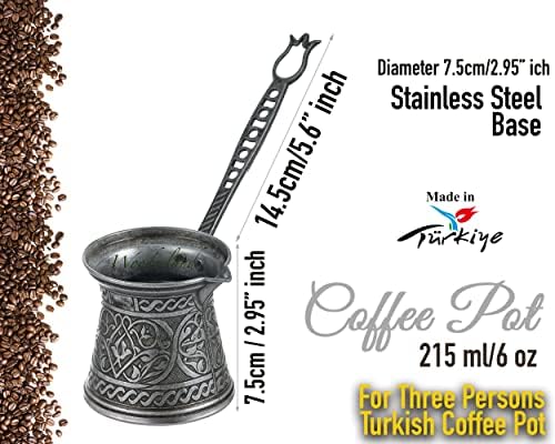 Wooderland Antik Nézd Casting török Kávé Espresso Pot - a Legjobb török Kávéfőző, Tűzhely Pot - 6 oz Cezve Pot - 2 Kanál